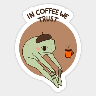 In Coffee We Trust Frog Sticker